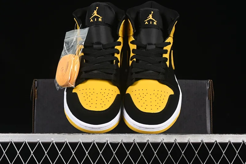 All categories Air Jordan Jordan series basketball shoes Air Jordan 1 Mid Air Jordan 1 Mid AJ1 Joe 1 black and yellow mid-top cultural and casual sneakers HJ6654-071